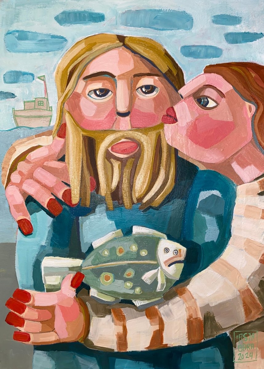 “Það er aldeilis að þú kemur færandi hendi” sagði konan og smellti síðan kossi á karlinn