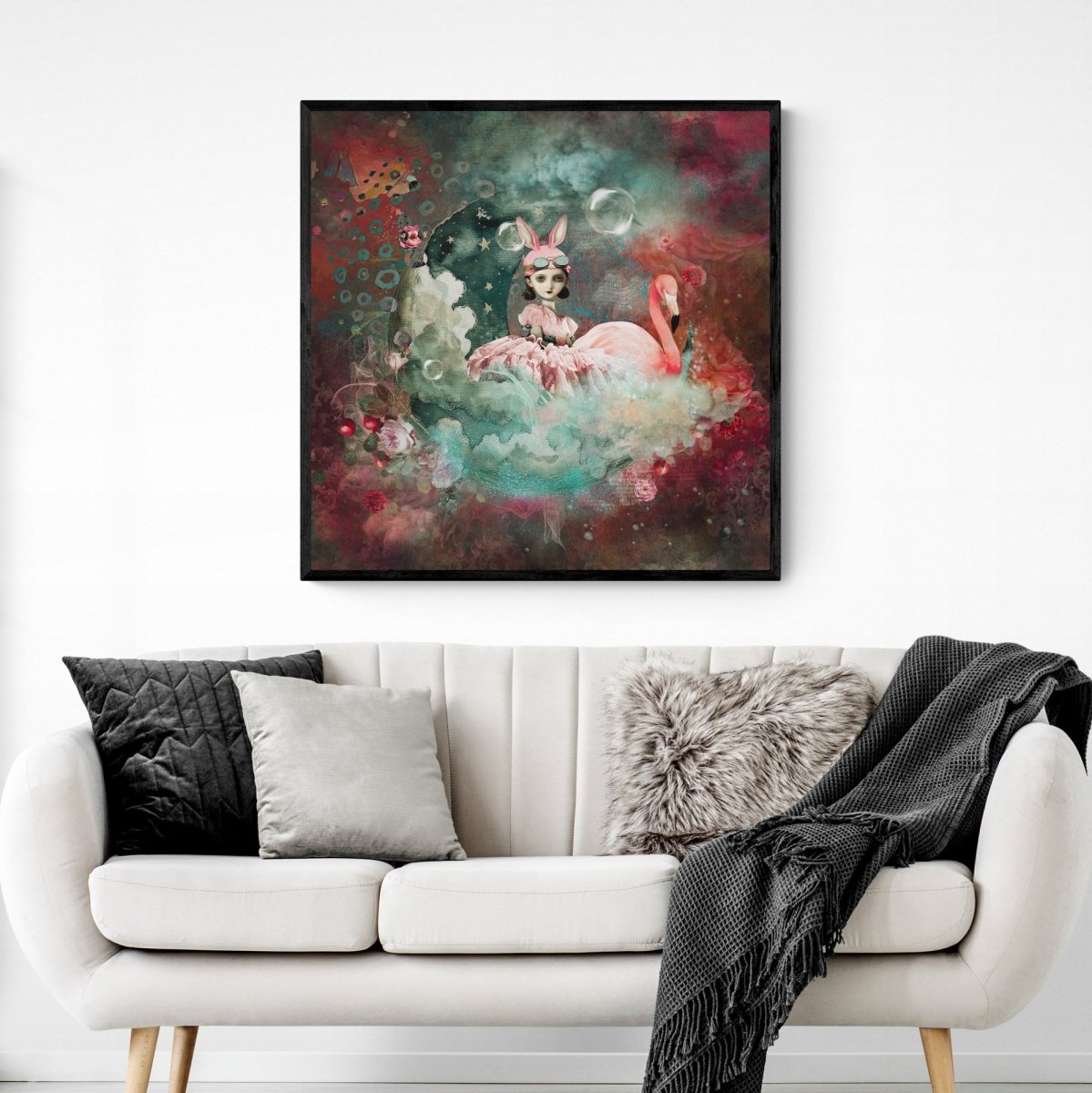 The Girl and the Flamingo having fun