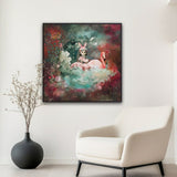 The Girl and the Flamingo having fun