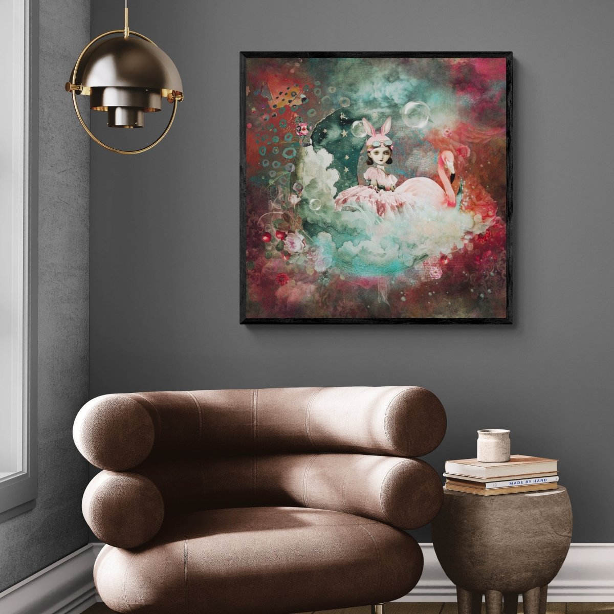 The Girl and the Flamingo having fun