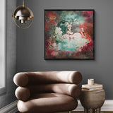 The Girl and the Flamingo having fun