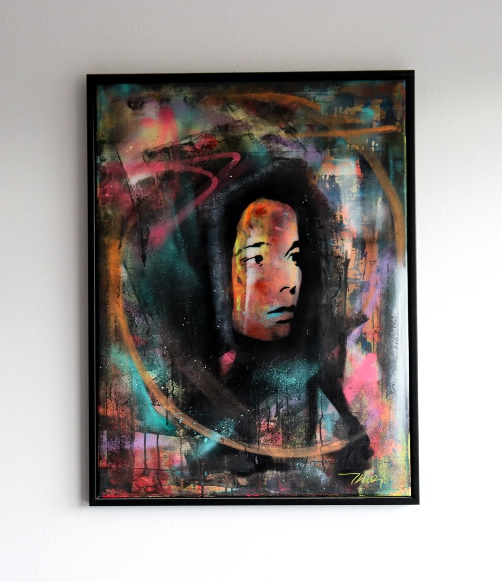 Björk málað af Árni Thor, verkið er Street art