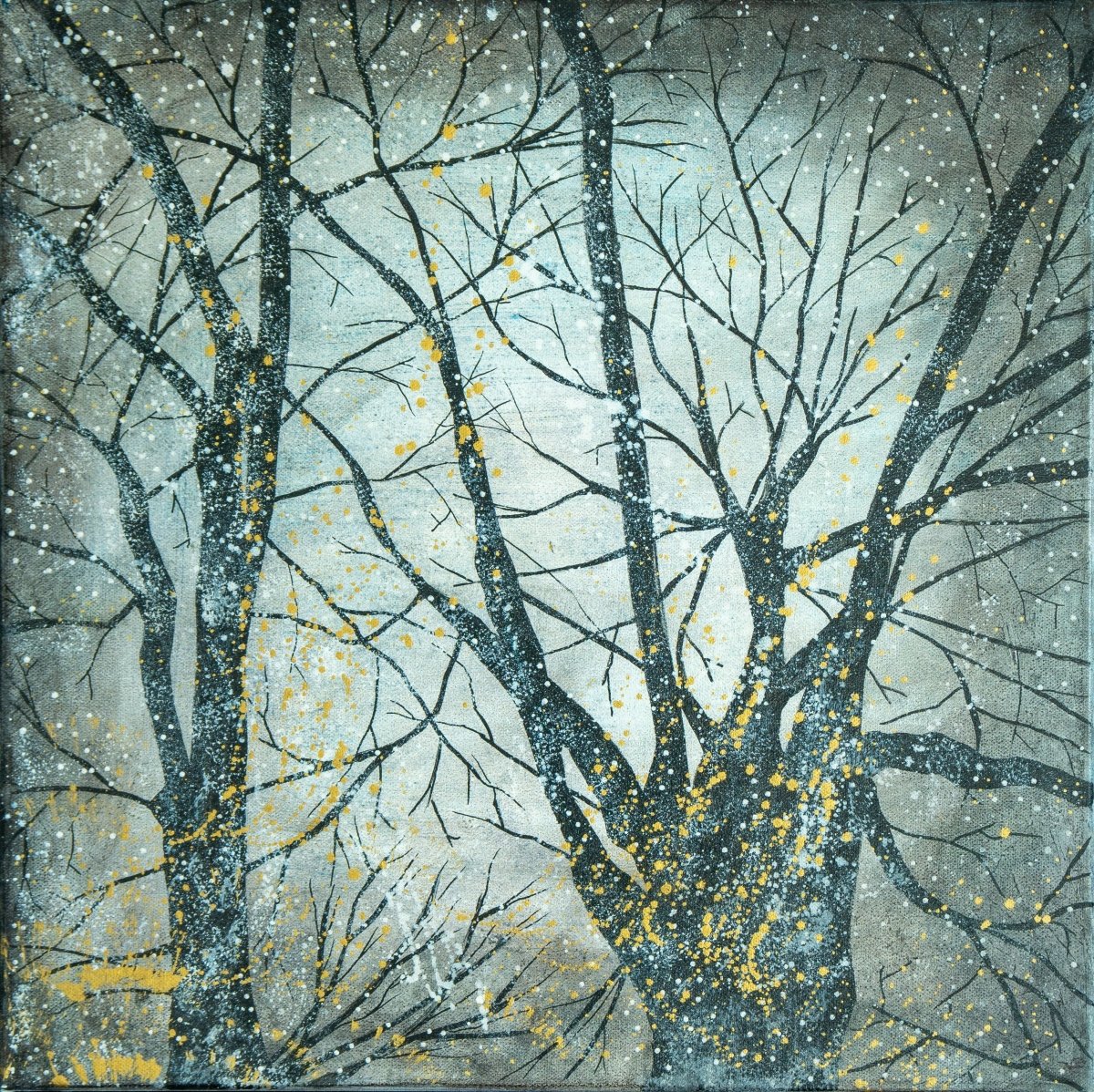 Gullskógur málað af Kristín Berta, verkið er Náttúruverk