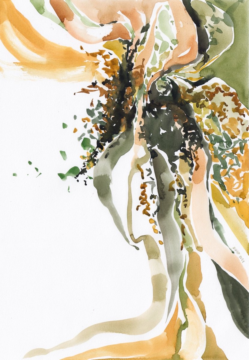 Gulur andi og kvenfígúra