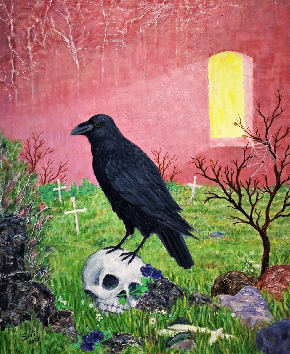 Hrafn í gömlum garði