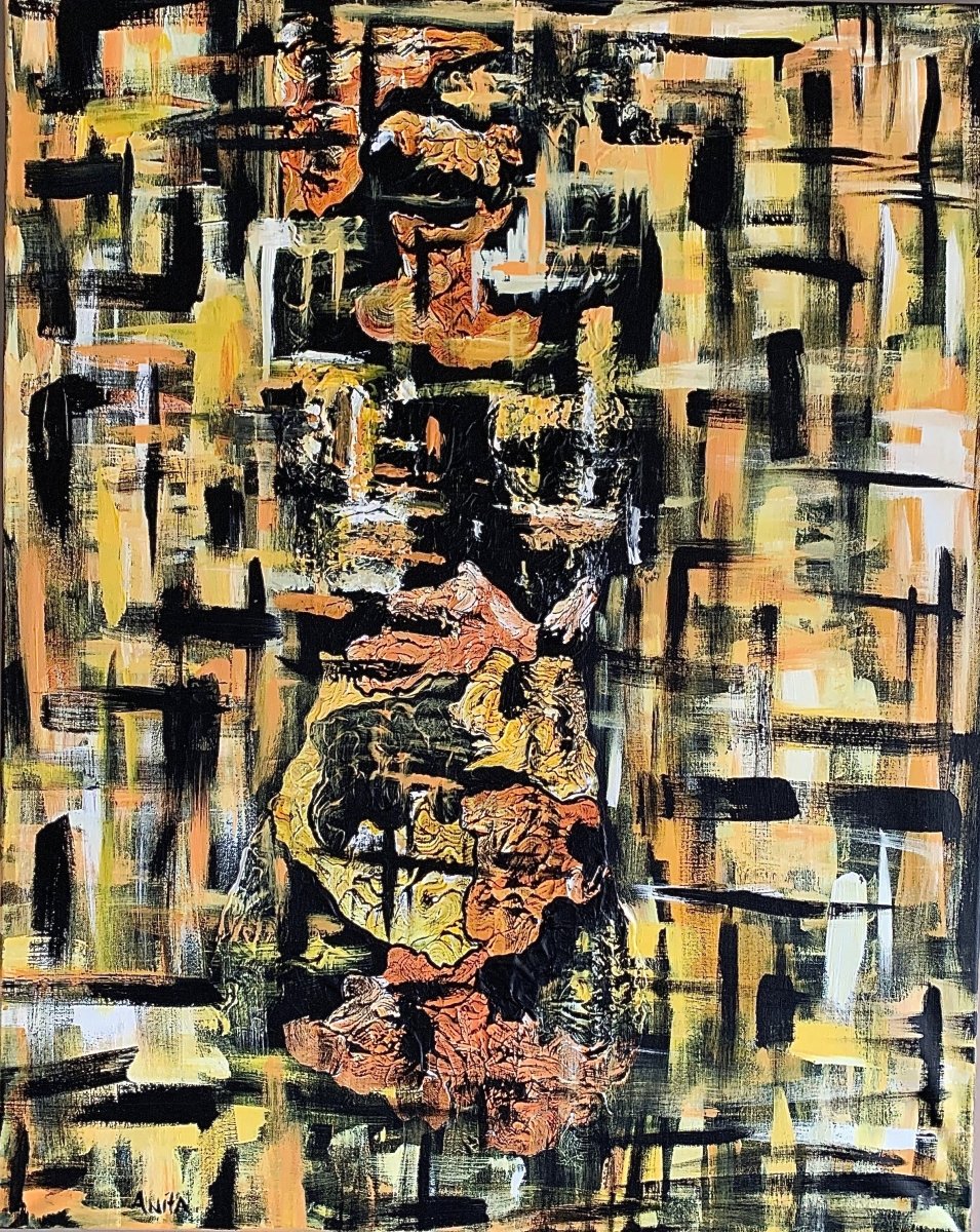 Kona málað af Aníta Björt, verkið er Abstrakt