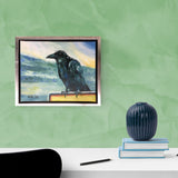 Krummi situr á skilti