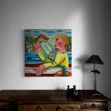 Maður og stór fiskur